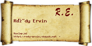 Rády Ervin névjegykártya